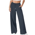 thumbnail image 2 of Diufon Wide Leg Sweatpants Women High Waisted Drawstring Baggy Pants Workout Athletic Joggers with Pockets, 2 of 7