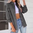 thumbnail image 1 of LOVZFMLL Vestes pour Femmes Mode à Manches Longues Décontractée à Boutons Veste en Denim Ample avec Franges et Trous Hauts, 1 of 6