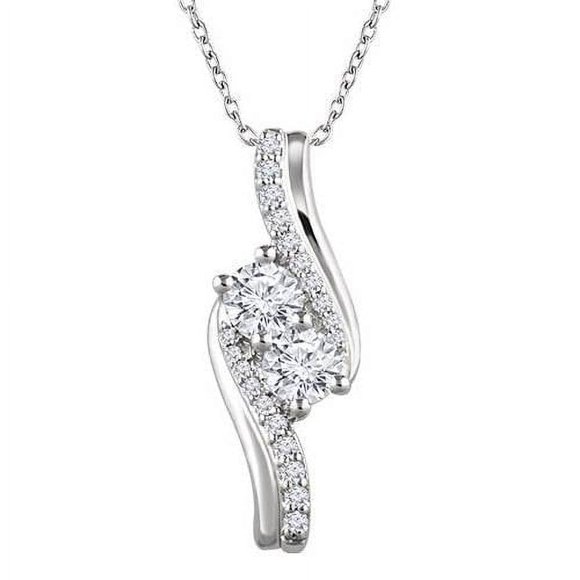 Pendentif Diamant 3/4 ct TDW Forever Us Deux Pierres Or Blanc 10K & Chaîne 18 Pouces