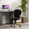 thumbnail image 2 of Vinsetto Office Chair Vanity Chair with Button Tufted Backrest Arms Black, 2 of 10