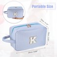 thumbnail image 3 of Unique Bargains Personalized Initial Make Up Bag Letter K Cosmetic Bag Travel Makeup Bag Organizer Makeup Box Blue, 3 of 7