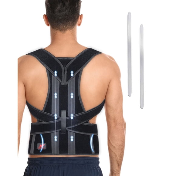 Hurmoya Back Brace Posture Corrector for Women and Men, Lower and Upper Back Pain Relief with 2 Removable Metal Splints Support, Adjustable Straps Belt Waist(Large)