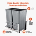 thumbnail image 3 of VEVOR Double Pullout Waste Container Kitchen Trash Can with Soft Close Grey 50QTx2, 3 of 9