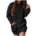 thumbnail image 1 of BADHUB Robe à Capuche à Cordon à Manches Longues Surdimensionnée pour Femmes, Robe Chandail à Capuche de Couleur Unie Ample Décontractée Tunique Chandail à Enfiler Robes Midi avec Poches Offres Prime Day Noir G, 1 of 8