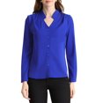 thumbnail image 1 of INSPIRE CHIC Chemise Élégante à Manches Longues Col en V pour Femmes, Bleu Royal, 1 of 7