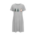 thumbnail image 2 of Sakmal Grande Taille Moomoo Chemise de Nuit pour Femmes Extensible Grise de Noël Douce Pyjama Robe de Nuit Imprimé Arbres de Noël Col Rond Manches Courtes Courtes Chemises de Nuit P-2TG, 2 of 5