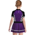 thumbnail image 2 of YiZYiF Racer Girls Costume Kids Racing Driver Fancy Dress-up Short Sleeve Zip Back A Line Dress Purple 14, 2 of 5