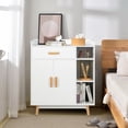 thumbnail image 2 of Gymax Armoire de Rangement au Sol Armoire Autoportante Coffre avec 1 Tiroir 2 Portes 3 Tablettes, 2 of 10