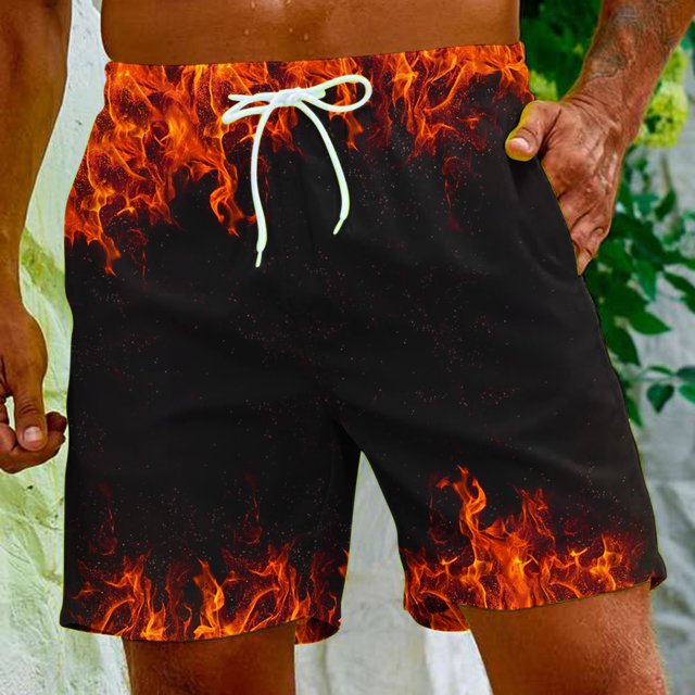 LSLJS Pantalon Court Décontracté à Imprimé Flamme pour Hommes, Cadeaux pour Hommes