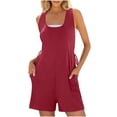 thumbnail image 1 of Combinaison Courte d'Été Sans Manches pour Femmes, Style Débardeur, avec Poches Latérales, 1 of 7