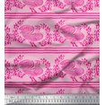 thumbnail image 1 of Soimoi Poly Georgette Fabric Stripe,Leaves & Hen Block Printed Fabric 1 Yard 52 Inch Wide, 1 of 3