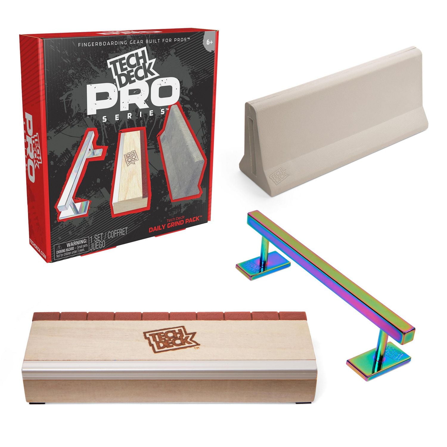 Tech Deck, Pro Series Daily Grind Pack with 3 Obstacles, Built for