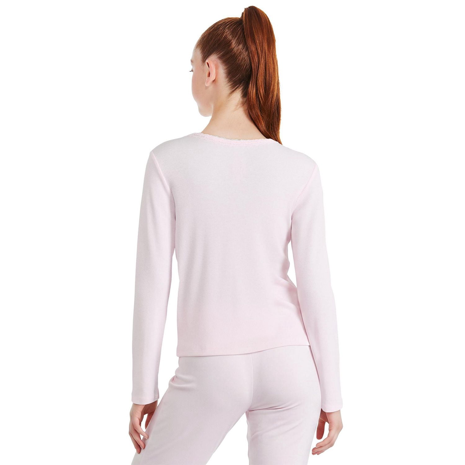 George Girls' Lace Trim Rib Top