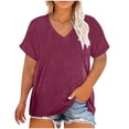 thumbnail image 1 of Birdeem Blouses for Women Womens Oversized V-Neck Short Sleeved Solid Color Summer Bottom T-Shirt, 1 of 1
