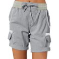 thumbnail image 1 of Innerwin Shorts Été Décontractés Cargo pour Femmes Short de Travail Extensible Lin Gris Bleu G, 1 of 7