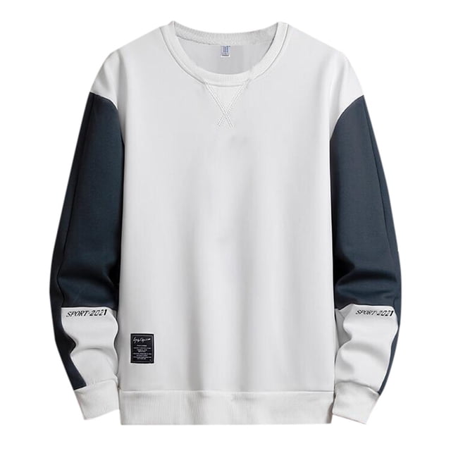 Ketyyh-chn99 Chandails pour Hommes à Col Rond Chandail de Sport Chandail pour Hommes de Printemps et d'Automne Col Rond Couple Ample Tenue Décontractée Tendance Mode Chandail pour Jeunes Chandail à Enfiler Blanc,4TG
