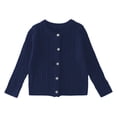 thumbnail image 1 of Wdgfv Filles Garçons Cardigan en Lin à Col Rond Chandail Tricoté et Tenue Douillette et Stylée pour Enfants Marine 7-8 Ans, 1 of 4