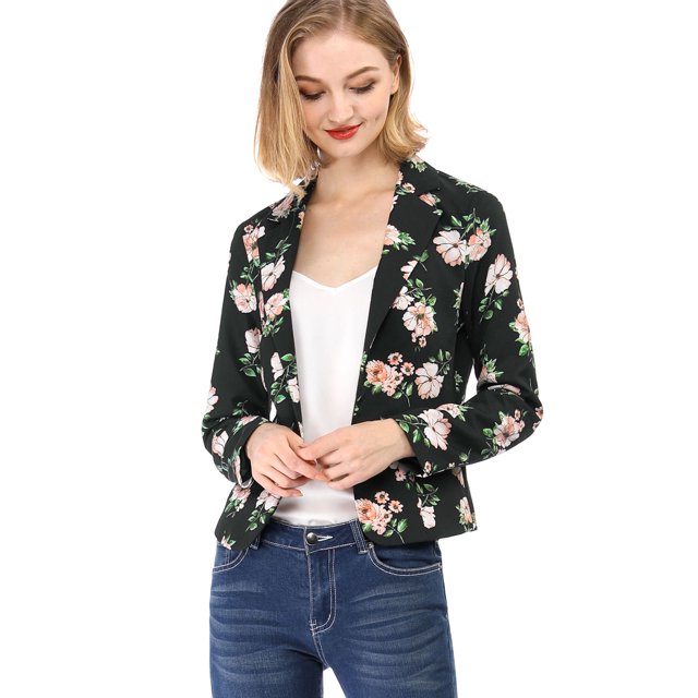 INSPIRE CHIC Blazer Ouvert à Revers Cranté à Manches Longues Intégrales pour Femme