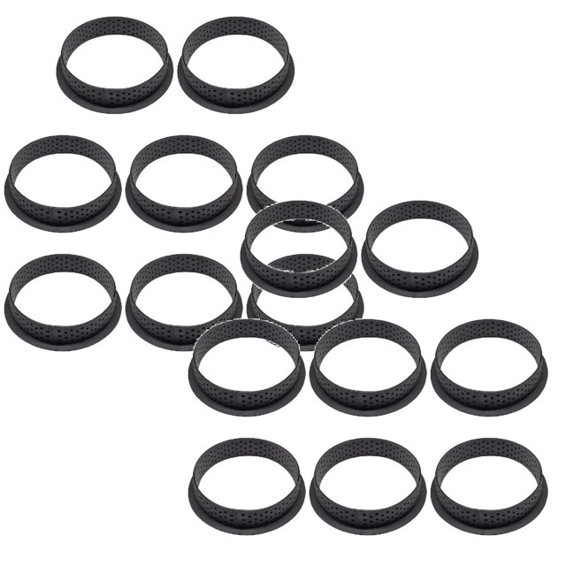 Oleegame 2PC Cookie Mold Plastic Net -border Baking Tower Ring Cutting 8PC Ring Round Cake Ring Cake Mould Black