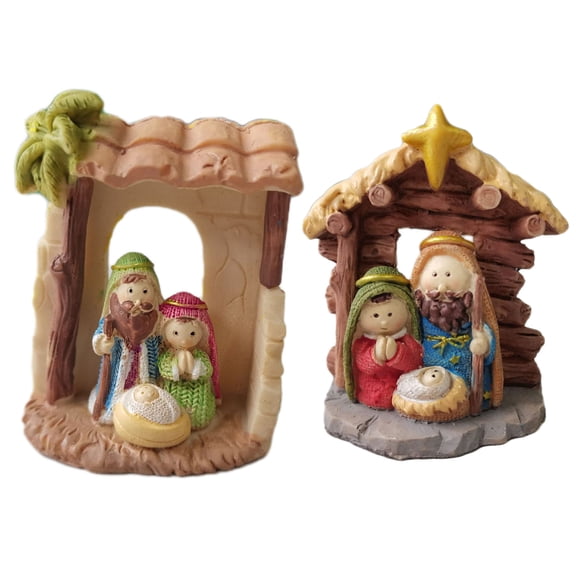 Décorations des Fêtes Noël Décoration de Noël Rangement, Mini Statue en Résine de la Nativité de Jésus Souvenir des Fêtes de Bureau