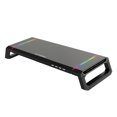 thumbnail image 1 of Milaget Foldable Computer Monitor Stand Riser Bracket RGB 4 USB 2.0 Keyboard Tray, Elegant Design Black, 1 of 9