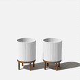 thumbnail image 1 of Veradek Mason Series Raised Demi 12" Plastic-Stone Planter with Stand - 2-Pack White/Brown, 1 of 10