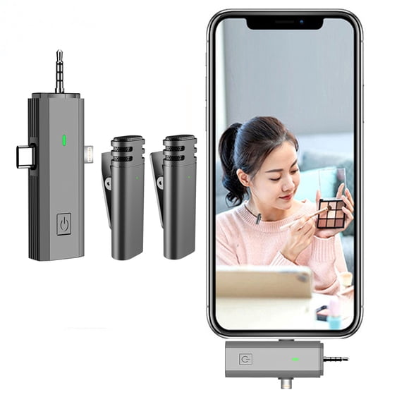Pompotops Clearance Deals,3In1 TWS Lavalier Microphone,Mini Microphones with Clearer Audio,Long TWS Lapel Microphone For Video Recording,Interview,Vlog (Black)