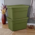 thumbnail image 3 of Sterilite 114 Liter Tote, Large Plastic Storage Bin with Snap-on Lid, Stackable, Green, 3 of 6