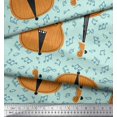 thumbnail image 2 of Soimoi Green polyester Crepe Fabric Notes & Violin Musical Instrument Printed Fabric 1 Yard 52 Inch Wide, 2 of 3
