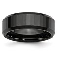 thumbnail image 1 of Ceramic Beveled Edge Black Faceted 8mm Polished Band Ring 9 Size, 1 of 6