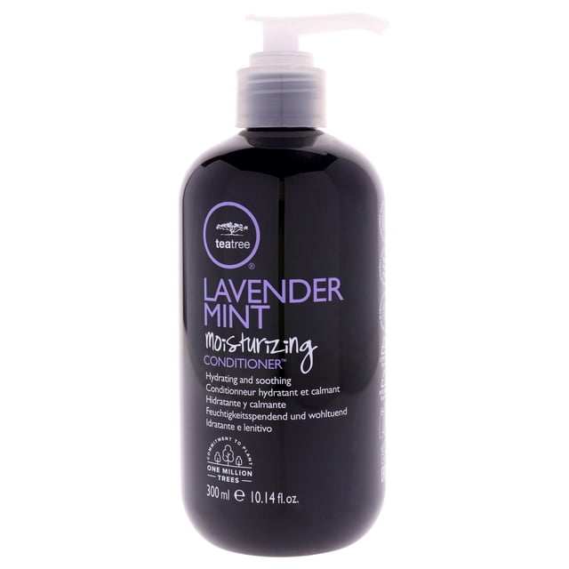 Tea Tree Lavender Mint Moisturizing Conditioner by Paul Mitchell for Unisex, 10.14 oz travel-size bottle with pump dispenser. Features hydrating and soothing properties, detangles and softens dry hair, and leaves it manageable and shiny. Designed without animal testing.
