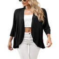 thumbnail image 3 of CNKOO Women‘s Casual Lightweight Open Front Cardigans Soft Draped Ruffles 3/4 Sleeve Cardigan S-XL, 3 of 7