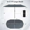 thumbnail image 3 of Costway 13 FT Large Patio Umbrella with LED Solar Lights Crank Handle 12 Heavy-Duty Ribs Gray, 3 of 10