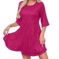 thumbnail image 4 of Robe d'Été pour Femmes DYTTDG Robe à Paillettes pour Femmes Col Rond Manches Courtes Ample Robe Courte de Fête Excellents Cadeaux à Petit Prix Rose Vif,P, 4 of 8