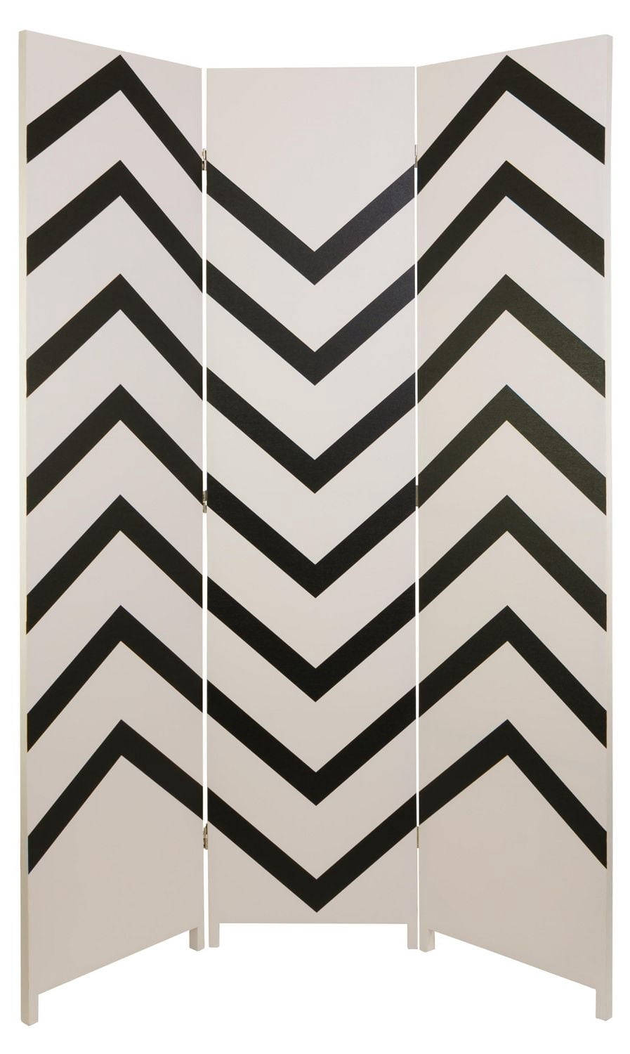 kieragrace Stockholm Danielsson Room Divider – 47” by 71”, Three Panel, White with Black Zigzag
