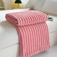 thumbnail image 4 of ZZkhGO Soft Warm Fleece Throw Blanket for Couch, Upgraded Heavy Fluffy Blanket Decorative Gift, Cream Solid Color Striped Blankets for Sofa Bed Travel, 4 of 6