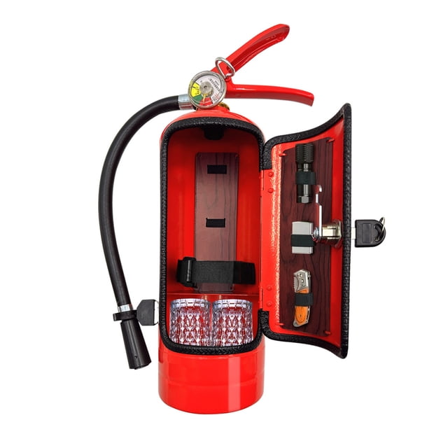 Fire Extinguisher Mini Bar Cabinet for Whiskey Storage Unique Personalized Gift for Men, Hidden Liquor Organizer, Realistic Metal Design for Home or Office Decor