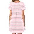 thumbnail image 3 of FcBaudy Robe à Manches Courtes à Col Rond Longueur Genou, Robes d'Été pour Femmes Robe T-Shirt d'Été Décontractée pour Femmes Tunique Ample à Manches Courtes avec Poches pour Femme Jupe Imitation Coton, 3 of 5