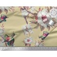thumbnail image 2 of Soimoi Beige Poly Georgette Fabric Floral & Bird Print Fabric by the Yard 42 Inch Wide, 2 of 3