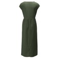 thumbnail image 3 of Innerwin Dresses Crew Neck Ladies Dress Beach Solid Color Loose Sundress Dark Green 2XL, 3 of 5