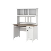 Bush Furniture Salinas Small Computer Desk with Hutch, Pure White and Shiplap Gray