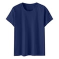 thumbnail image 4 of WTXUE T-Shirts à Manches Courtes, Chandails à Col Rond pour Femmes en Coton, Chandails Amples, T-Shirts Amples, Hauts Unis / Décontractés pour Femmes Navy XS, 4 of 8