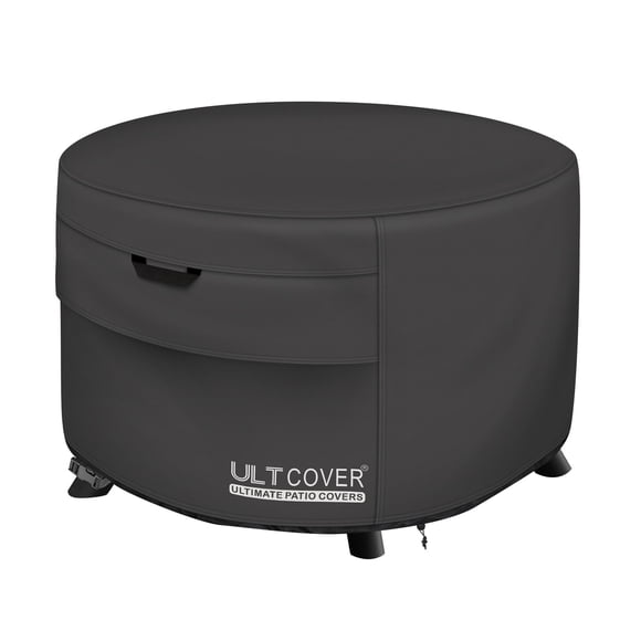 ULTCOVER Patio Fire Pit Table Cover Round 32 inch Outdoor Waterproof Fire Bowl Cover, Black