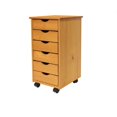 thumbnail image 3 of Pemberly Row Modern Solid Wood 6-Drawers Roll Utility Cart in Med Pine, 3 of 9