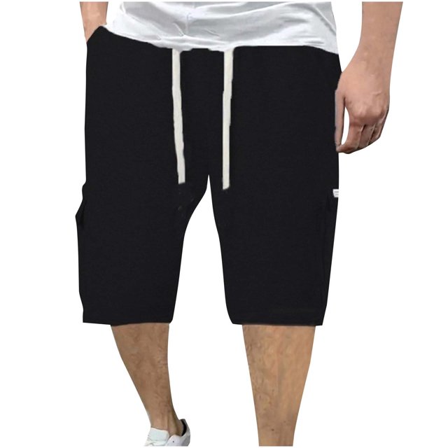 FcBaudy Mens Shorts, Shorts Men, Half Shorts Pants Man Fashion Leisure Solid Color Multiple Pockets Draw Rope Five Quarter Pants Men Polyester Blouse And Pants