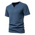 thumbnail image 2 of Yuzhih Mens Muscle Slim T Shirt V-Neck Solid Color Henley Shirt Summer Basic Tops Gym Workout Athletic Tee Shirts, 2 of 6