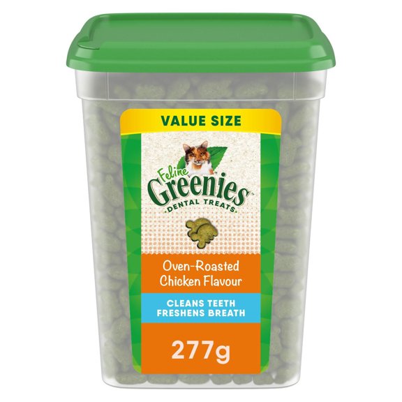 Gâteries dentaires naturelles pour chats adultes FELINE GREENIES saveur de poulet rôti au four