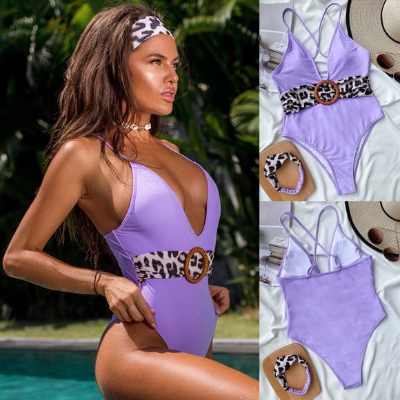 TIMIFIS Women's One Piece Swimsuit V Neck Tummy Control Cross Back Vintage Swimwear Bathing Suits
