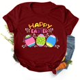 thumbnail image 1 of Daisyyozoid Chandail en Molleton Drôle de Pâques pour Femmes Décontracté Ample Col Rond Manches Courtes Imprimé Lettre Blouse T-shirt, 1 of 4