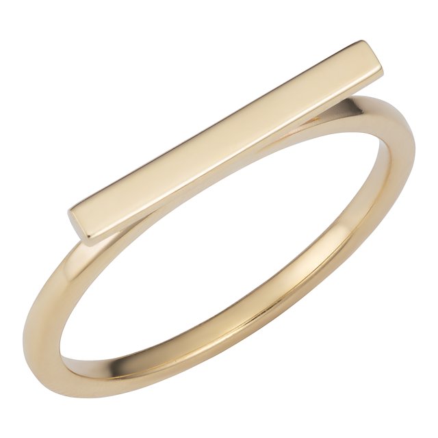 14k Yellow Gold 2mm Horizontal Bar Ring, Size 8